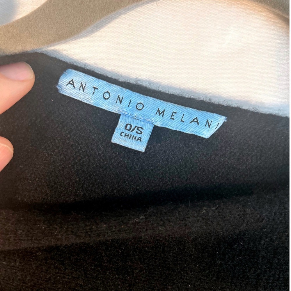 Antonio Melani Black Asymmetrical Knit Poncho Sweater One Size O/S Wrap Layer - Picture 2 of 3